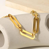 Stainless Steel Chain Bracelet 18K Plated Minimalism Oversized Rectangle Women