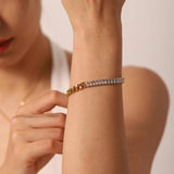 CZ Chain Bracelet Stainless Steel Charm Jewelry