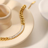 CZ Chain Bracelet Stainless Steel Charm Jewelry