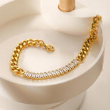 CZ Chain Bracelet Stainless Steel Charm Jewelry