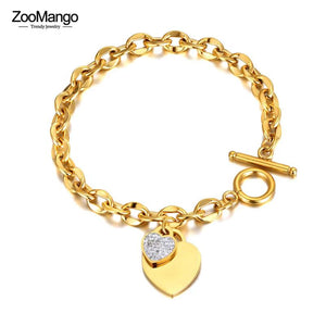 Bohemia Rhinestone Double Heart Charm Bracelet