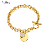 Bohemia Rhinestone Double Heart Charm Bracelet