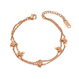Bohemia Butterfly Charm Bracelet Double Layer CZ Crystal Beach Jewelry