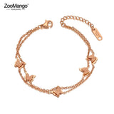 Bohemia Butterfly Charm Bracelet Double Layer CZ Crystal Beach Jewelry