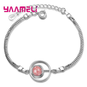 Pink Austrian Crystal Charms Bracelet for Women