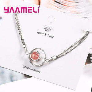 Pink Austrian Crystal Charms Bracelet for Women