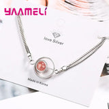 Pink Austrian Crystal Charms Bracelet for Women