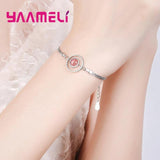 Pink Austrian Crystal Charms Bracelet for Women
