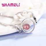 Pink Austrian Crystal Charms Bracelet for Women