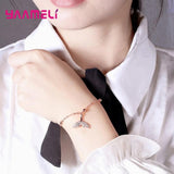 925 Silver Mermaid Fishtail Bracelet CZ Stone Women Girls Ocean Style Jewelry