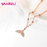925 Silver Mermaid Fishtail Bracelet CZ Stone Women Girls Ocean Style Jewelry