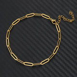 Gold Stainless Steel Layered Paperclip Tennis Chain Bracelet