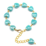 Heart Shape Ladies Bracelet Red Ceramic Bangles Adjustable Chain