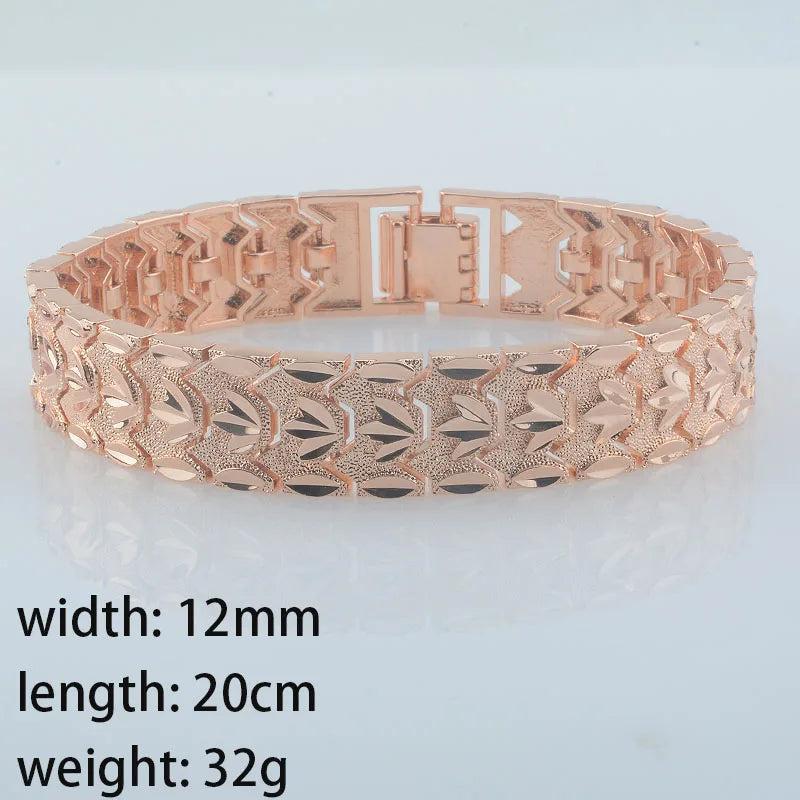 12MM Big 585 Rose Toggle Bracelet Leaf Pattern Jewelry