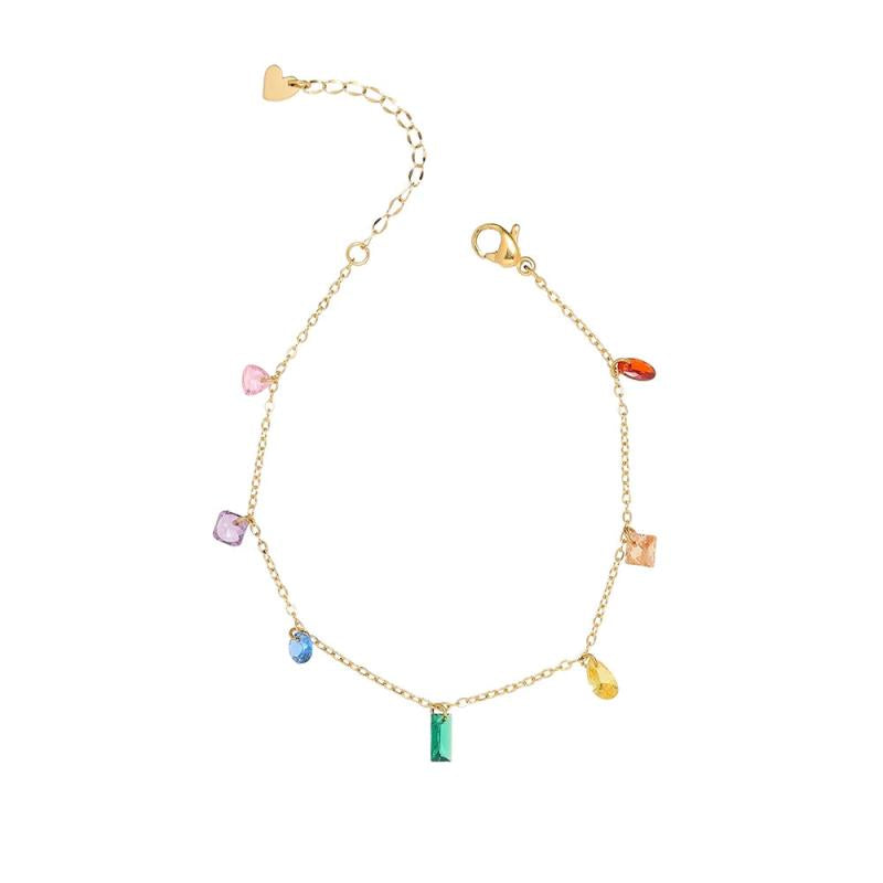 RHYSONG Fantasy Rhinestone Bracelet Stainless Steel Plated 18K Chain