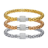 Crystal Mesh Chain Bracelet with Magnetic Clasp