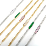 Multicolor CZ Square Chain Bracelet Bangle for Women