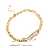 Multicolor CZ Square Chain Bracelet Bangle for Women