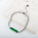 Multicolor CZ Square Chain Bracelet Bangle for Women