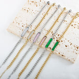 Multicolor CZ Square Chain Bracelet Bangle for Women