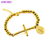 Jesus Cross Beaded Bracelet Religious Charm Prayer Chain Couple Jewelry Gift