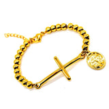 Jesus Cross Beaded Bracelet Religious Charm Prayer Chain Couple Jewelry Gift