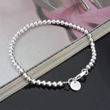 Tibetan Silver Round Beads Bracelet Chain Jewelry for Women