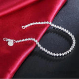 Tibetan Silver Round Beads Bracelet Chain Jewelry for Women