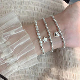 Heart Star Plated Silver Pearl Bracelet Niche Cold Wind For Women