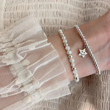 Heart Star Plated Silver Pearl Bracelet Niche Cold Wind For Women