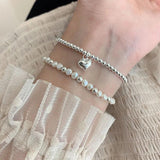 Heart Star Plated Silver Pearl Bracelet Niche Cold Wind For Women