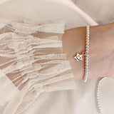 Heart Star Plated Silver Pearl Bracelet Niche Cold Wind For Women