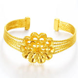Alluvial Bangle Brass Plated Flower Bracelet for Women