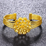 Alluvial Bangle Brass Plated Flower Bracelet for Women