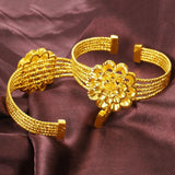 Alluvial Bangle Brass Plated Flower Bracelet for Women