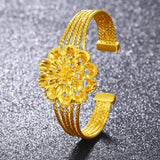 Alluvial Bangle Brass Plated Flower Bracelet for Women