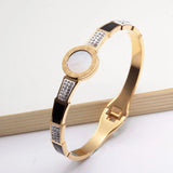 Vintage Stainless Steel Snake Splicing Crystal Cuff Bangles for Women