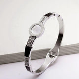 Vintage Stainless Steel Snake Splicing Crystal Cuff Bangles for Women