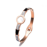 Vintage Stainless Steel Snake Splicing Crystal Cuff Bangles for Women