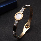 Vintage Stainless Steel Snake Splicing Crystal Cuff Bangles for Women