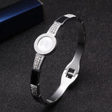 Vintage Stainless Steel Snake Splicing Crystal Cuff Bangles for Women