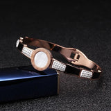Vintage Stainless Steel Snake Splicing Crystal Cuff Bangles for Women