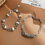 Silver Heart Bracelet Circle Tassel Jewelry