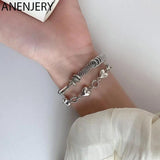 Silver Heart Bracelet Circle Tassel Jewelry