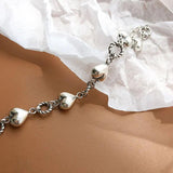 Silver Heart Bracelet Circle Tassel Jewelry