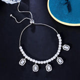 Red CZ Tassel Charm Link Bracelet