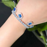 Red CZ Tassel Charm Link Bracelet