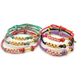 Women's Cotton Thread Bracelet with Peach Blossom Decor