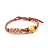 Women's Cotton Thread Bracelet with Peach Blossom Decor