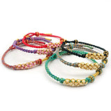 Women's Cotton Thread Bracelet with Peach Blossom Decor